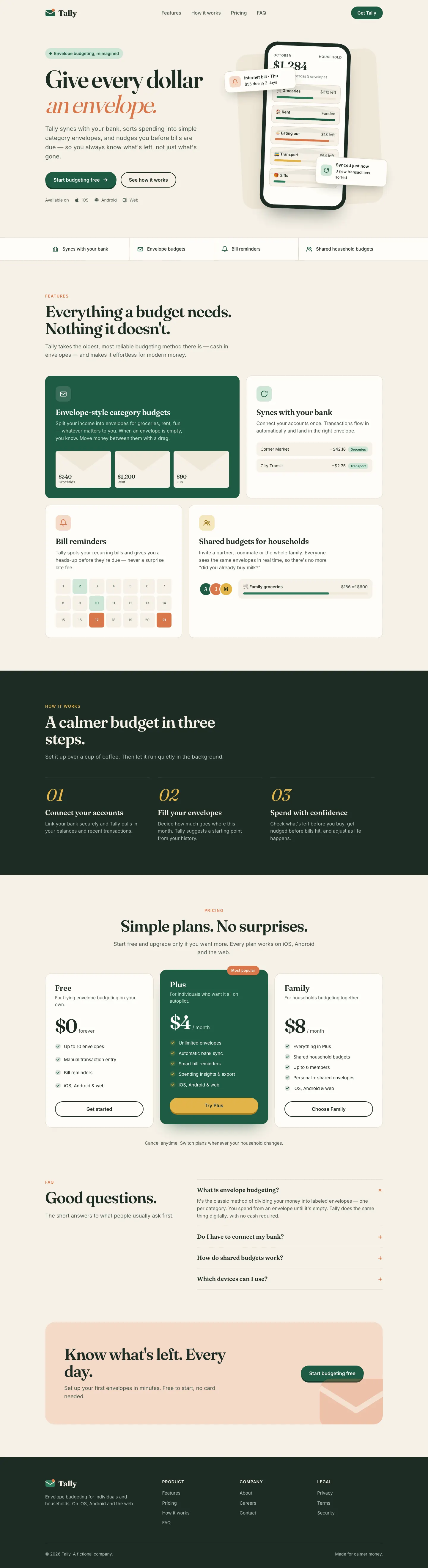 Before: Tally landing page, no design skill