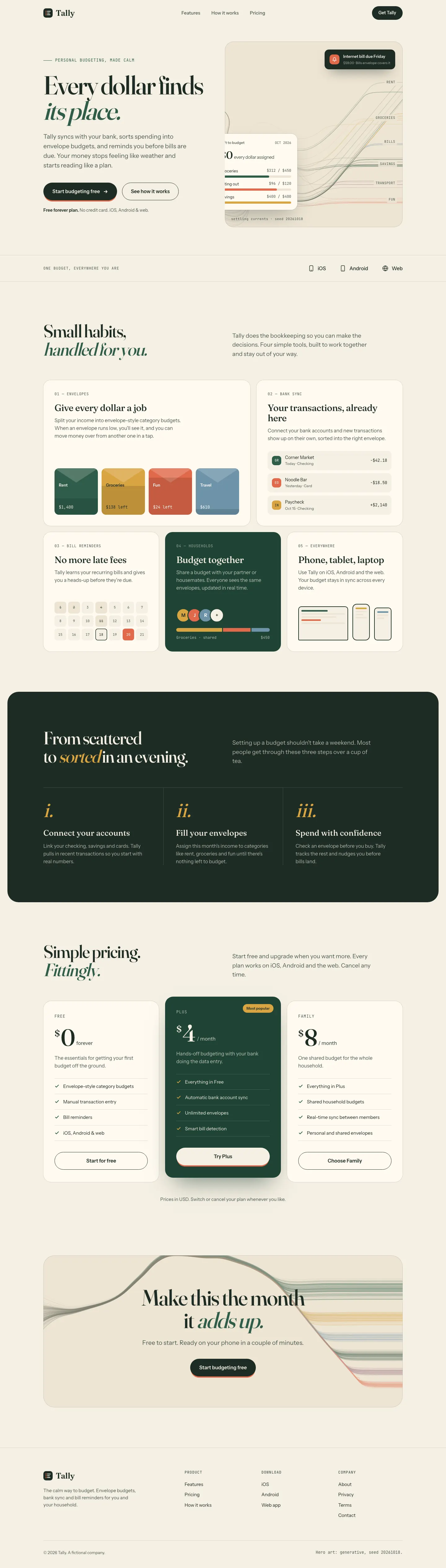 After: Tally landing page, made with Algorithmic Art (Anthropic)
