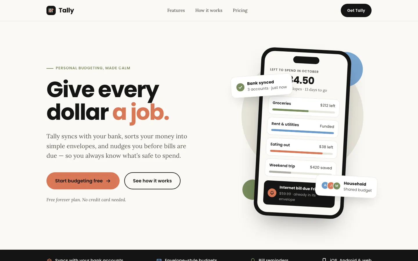 After: Tally landing page, made with Brand Guidelines (Anthropic)