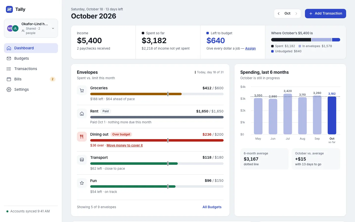 After: Tally dashboard, made with apple-design-skill