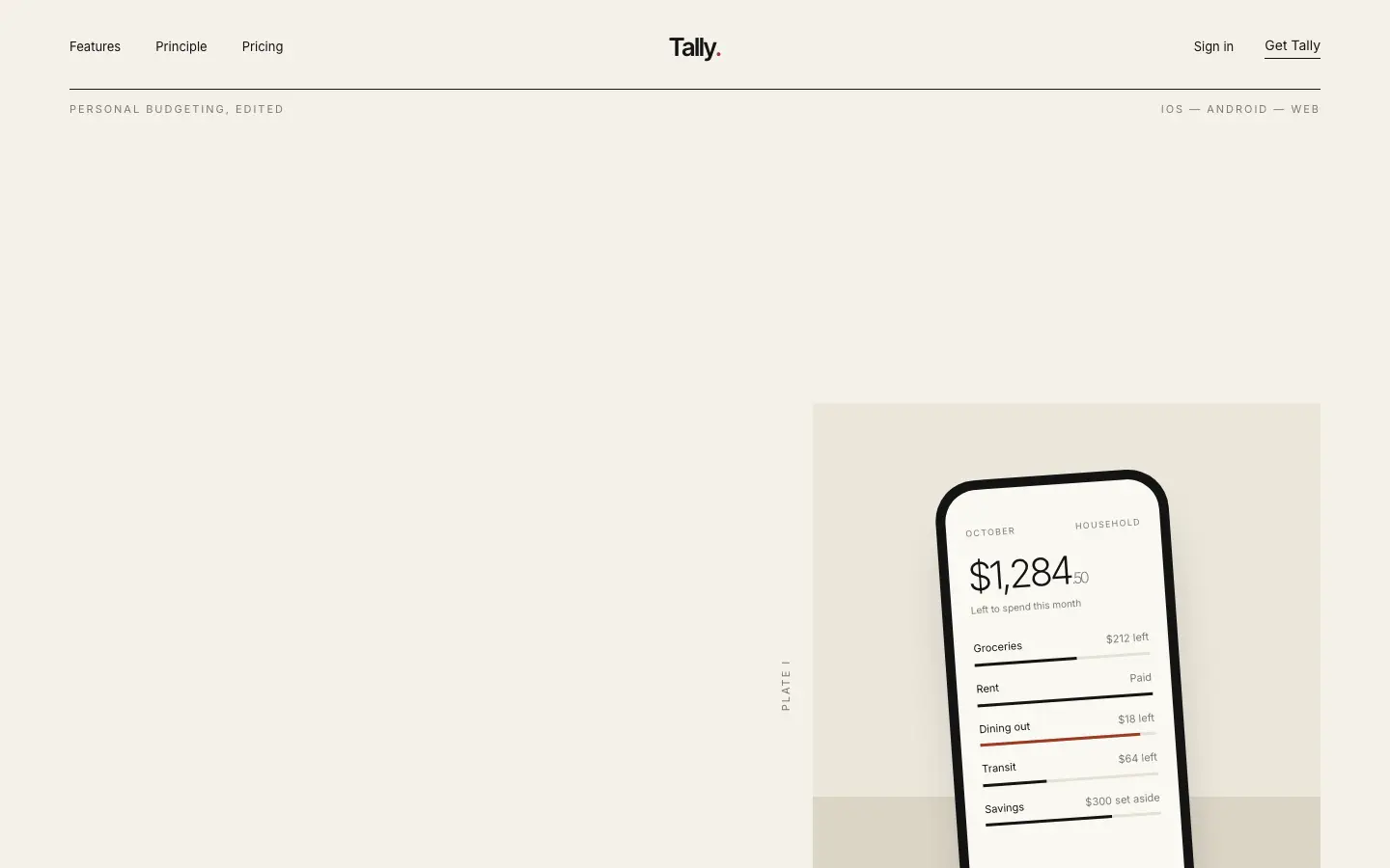 After: Tally landing page, made with Editorial Designer (Atelier UI)