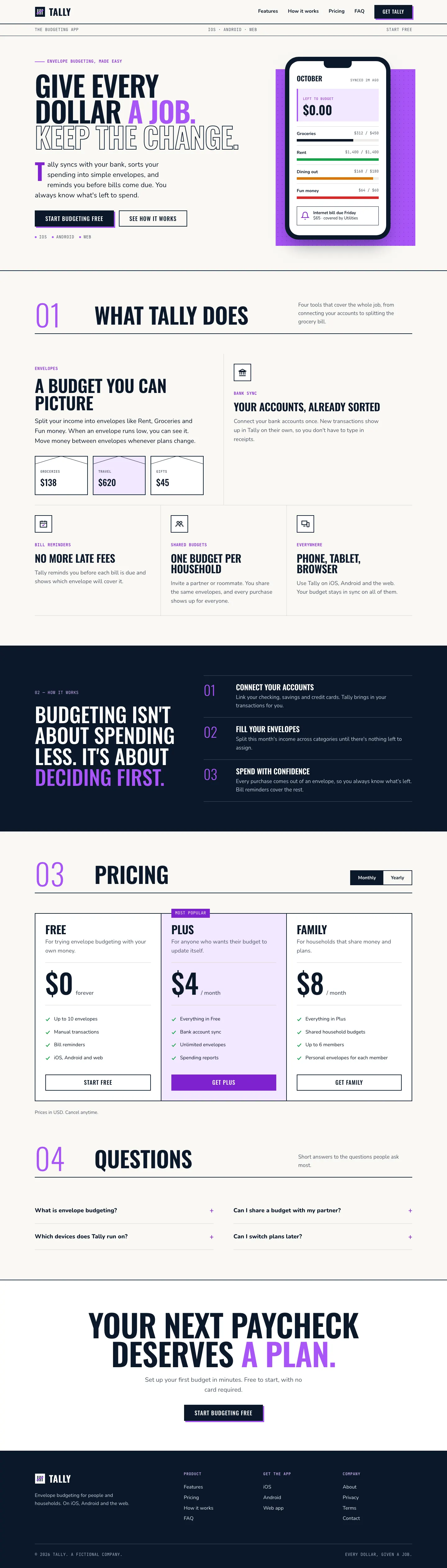 After: Tally landing page, made with Basic (Awesome Design Skills)