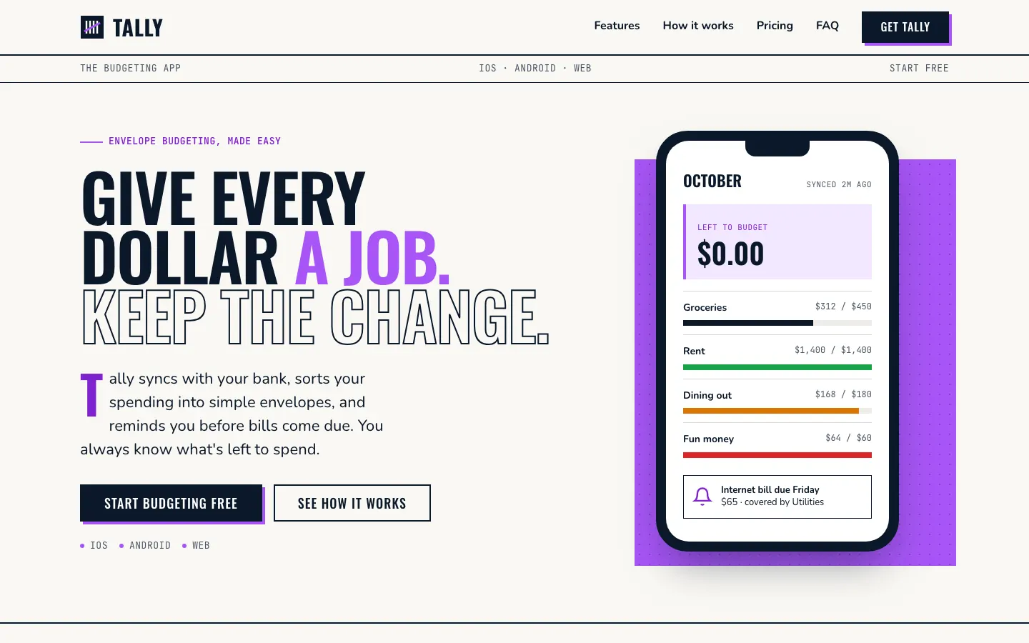 After: Tally landing page, made with Basic (Awesome Design Skills)