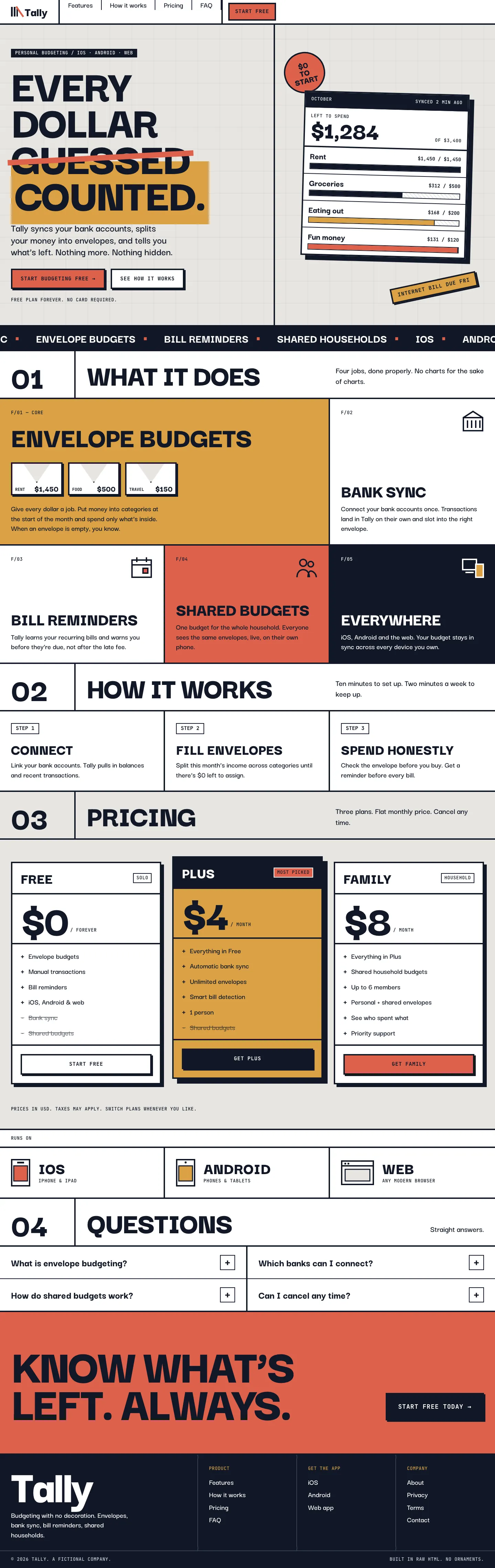 After: Tally landing page, made with Brutalism (Awesome Design Skills)