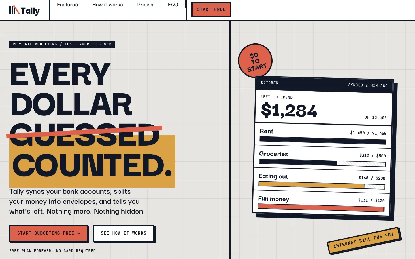 After: Tally landing page, made with Brutalism (Awesome Design Skills)
