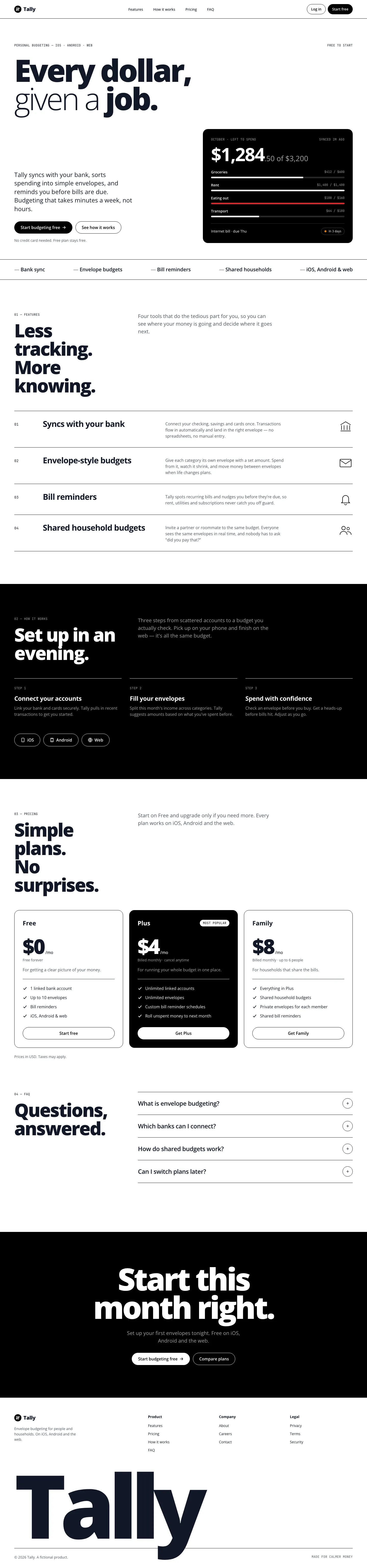 After: Tally landing page, made with Codex (Awesome Design Skills)