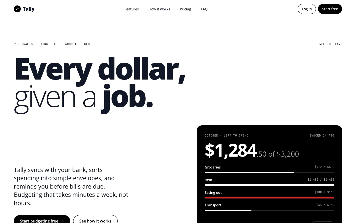 After: Tally landing page, made with Codex (Awesome Design Skills)