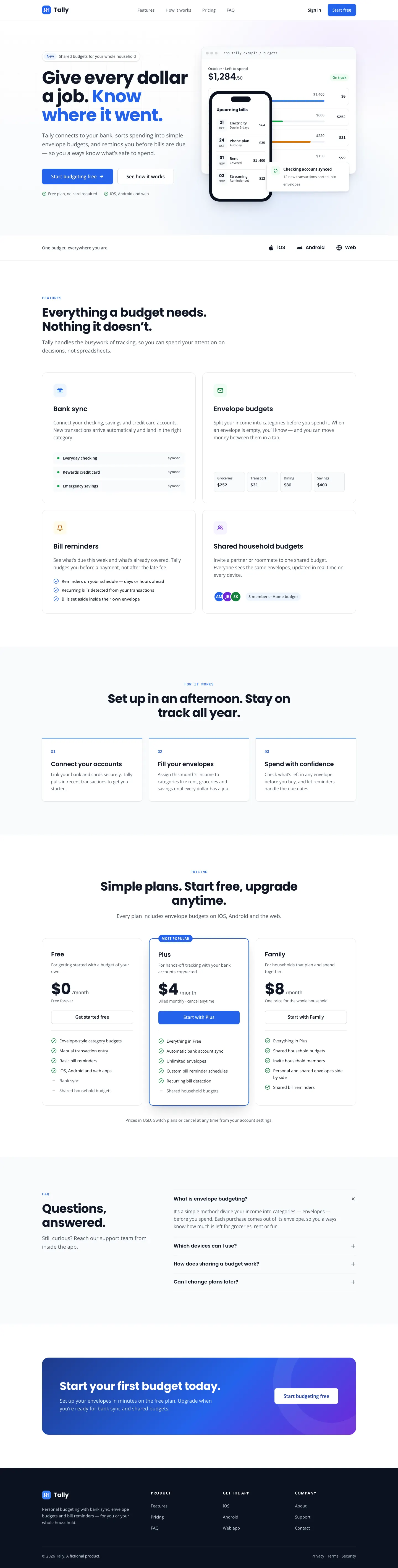 After: Tally landing page, made with Corporate (Awesome Design Skills)