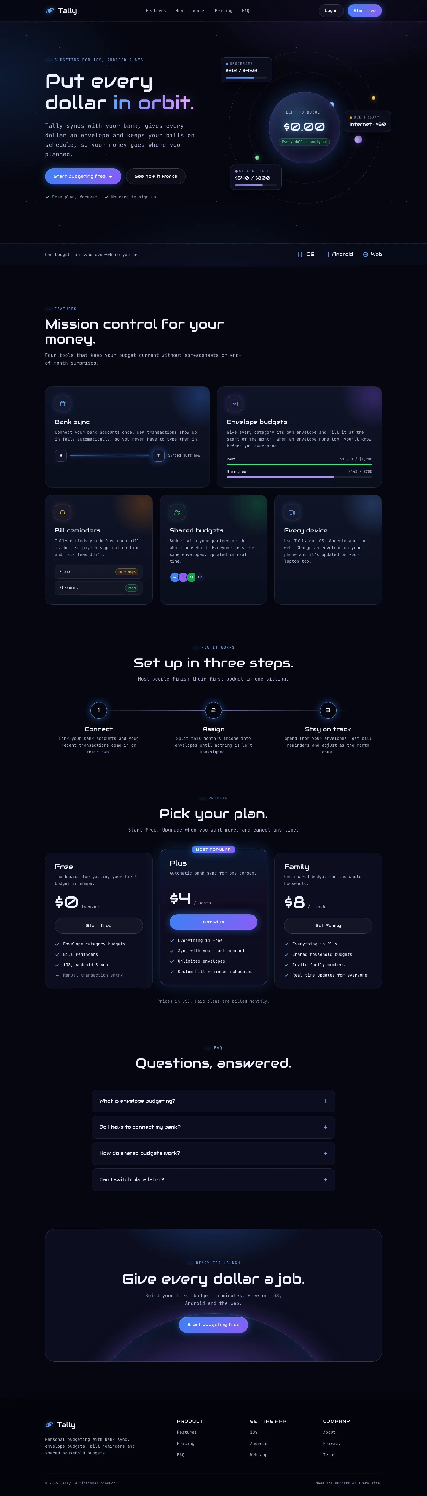 After: Tally landing page, made with Cosmic (Awesome Design Skills)
