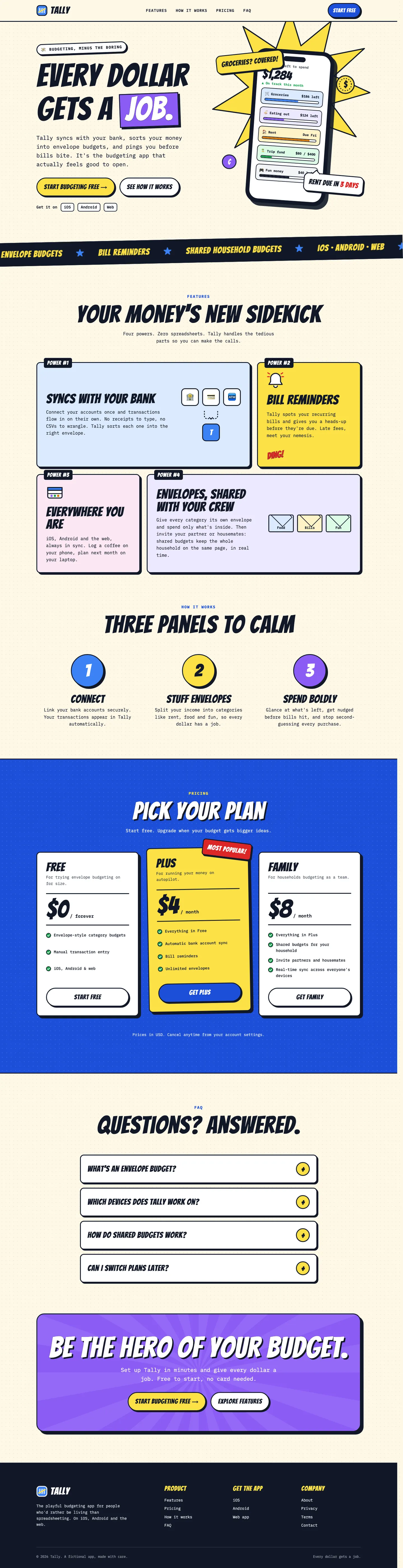 After: Tally landing page, made with Creative (Awesome Design Skills)
