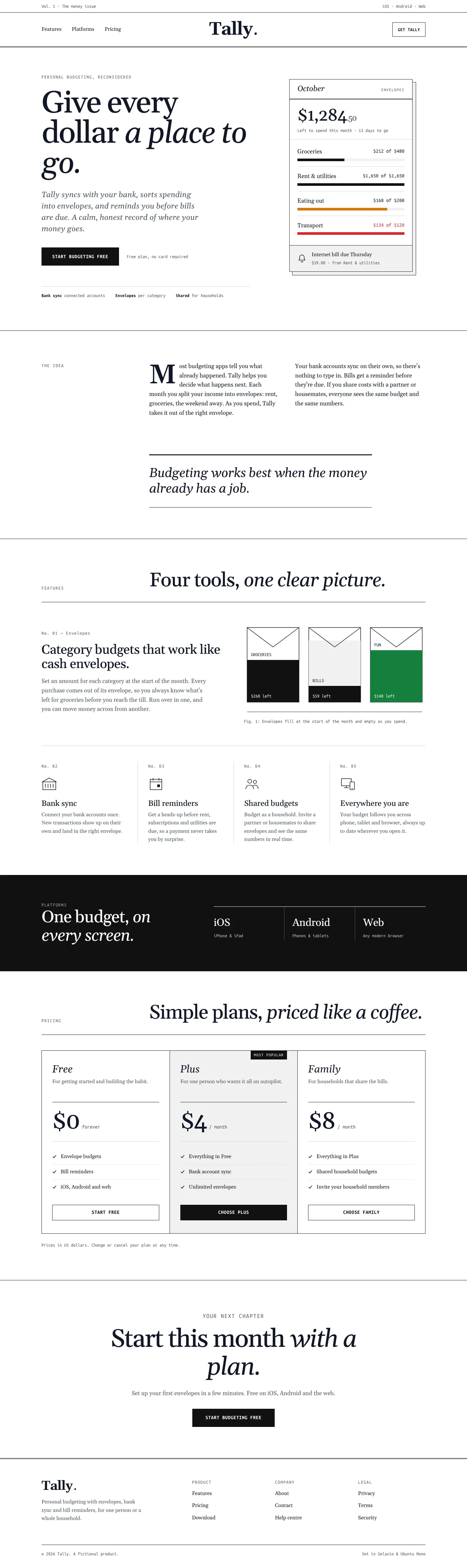 After: Tally landing page, made with Editorial (Awesome Design Skills)