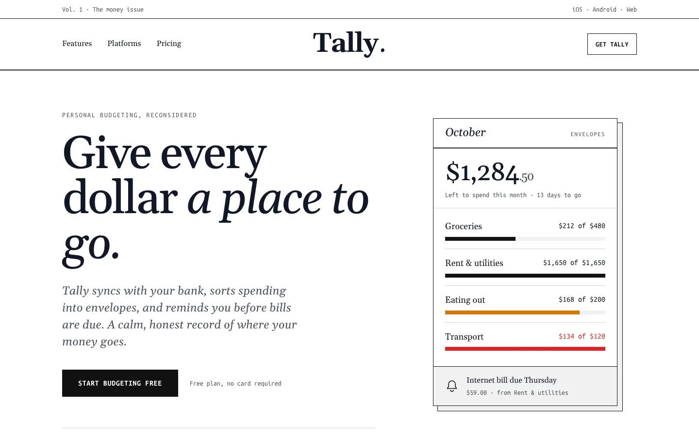 After: Tally landing page, made with Editorial (Awesome Design Skills)