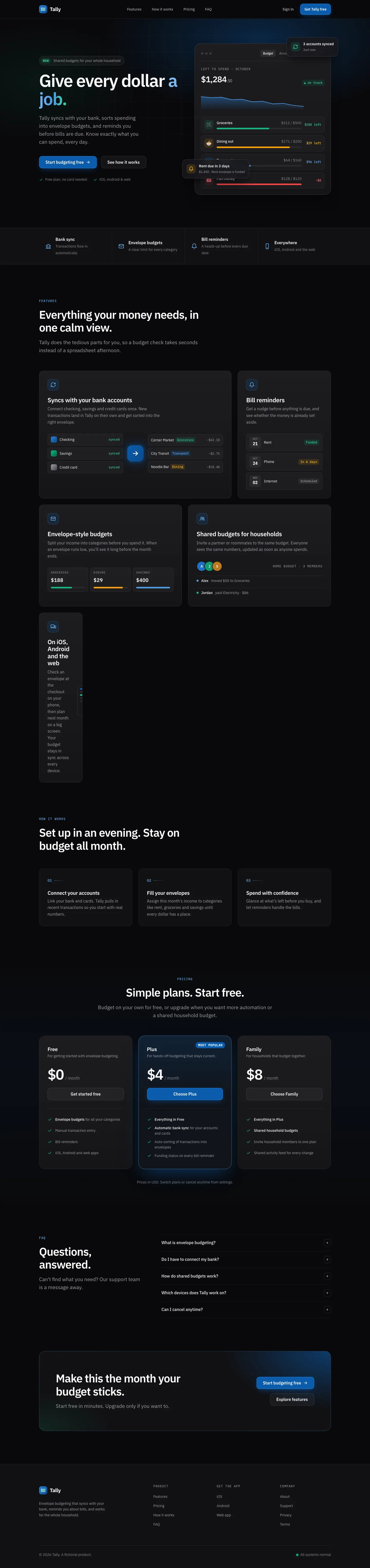 After: Tally landing page, made with Enterprise (Awesome Design Skills)