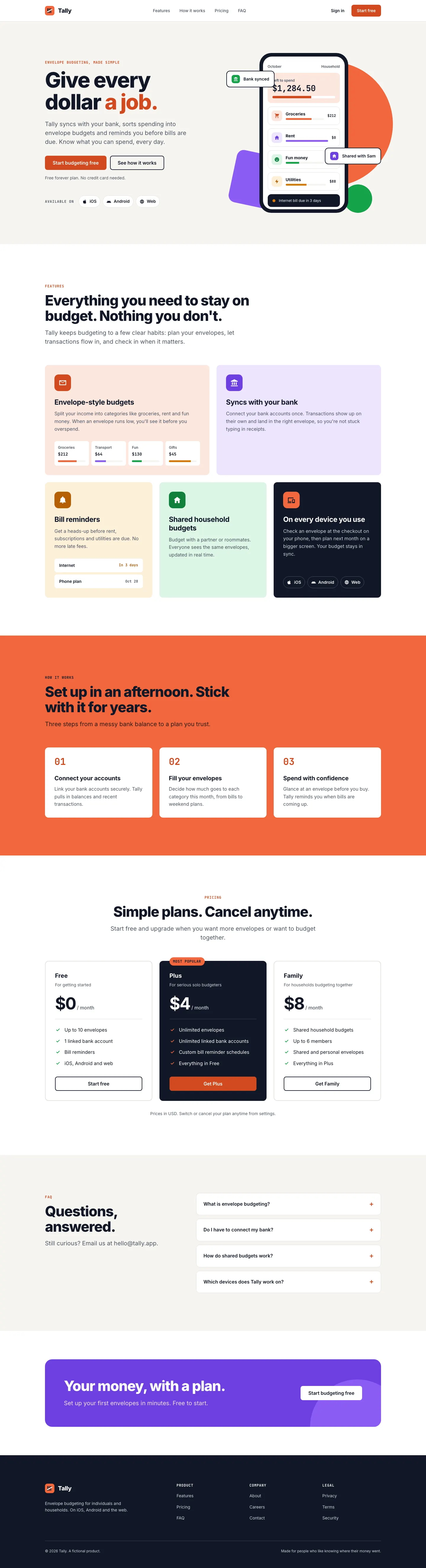 After: Tally landing page, made with Flat (Awesome Design Skills)