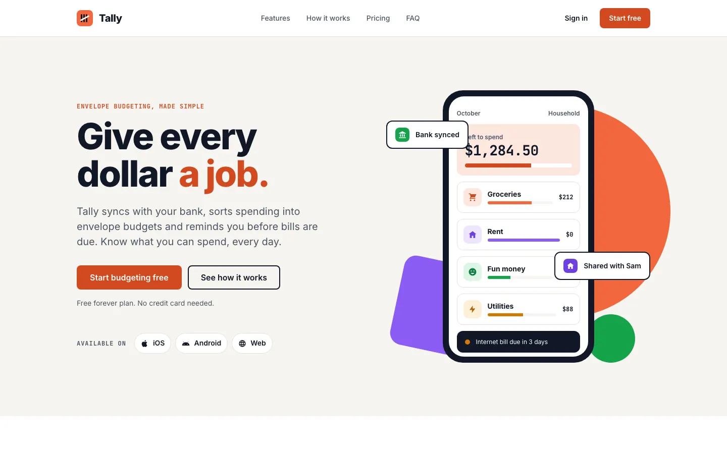 After: Tally landing page, made with Flat (Awesome Design Skills)