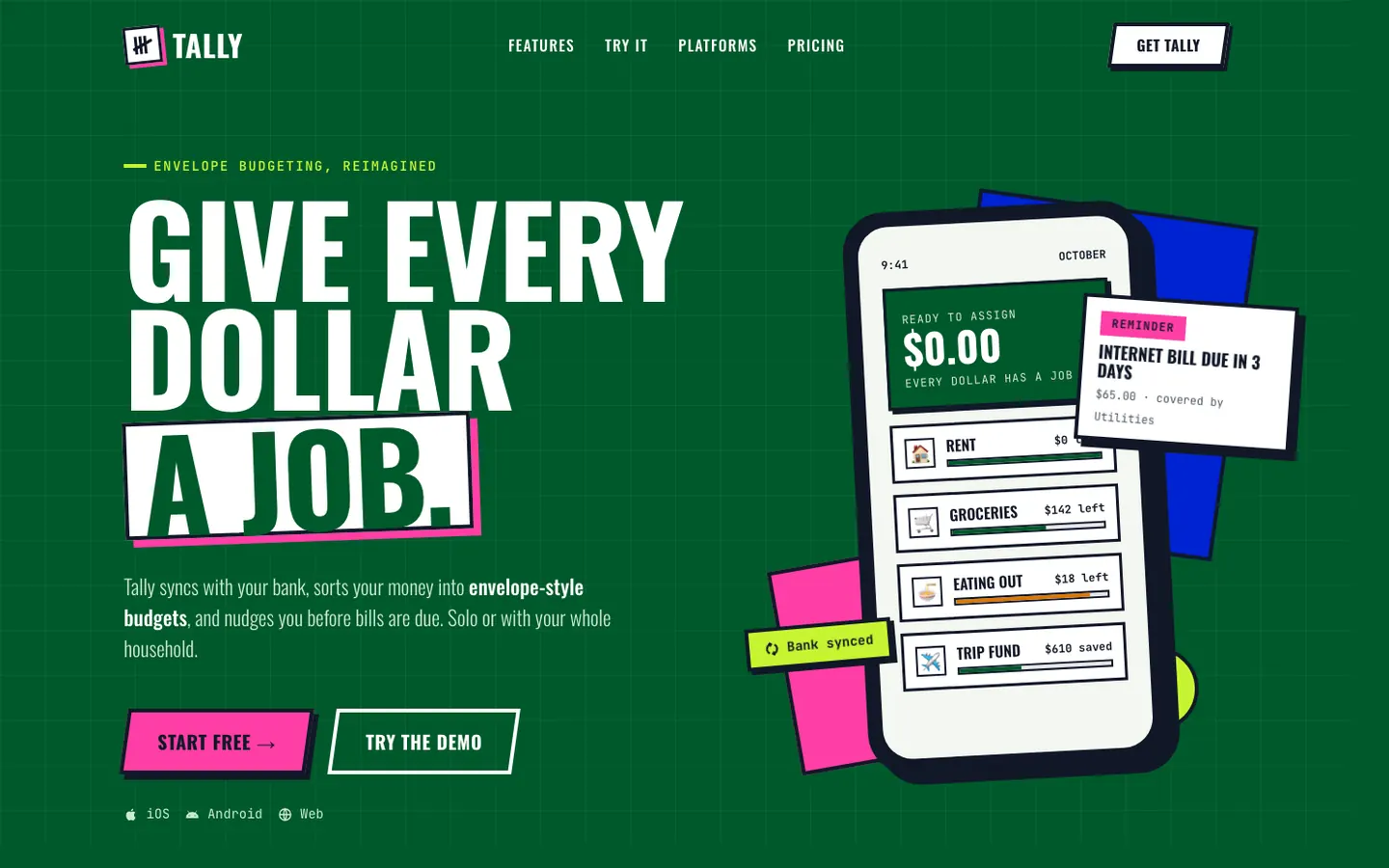 After: Tally landing page, made with Immersive (Awesome Design Skills)