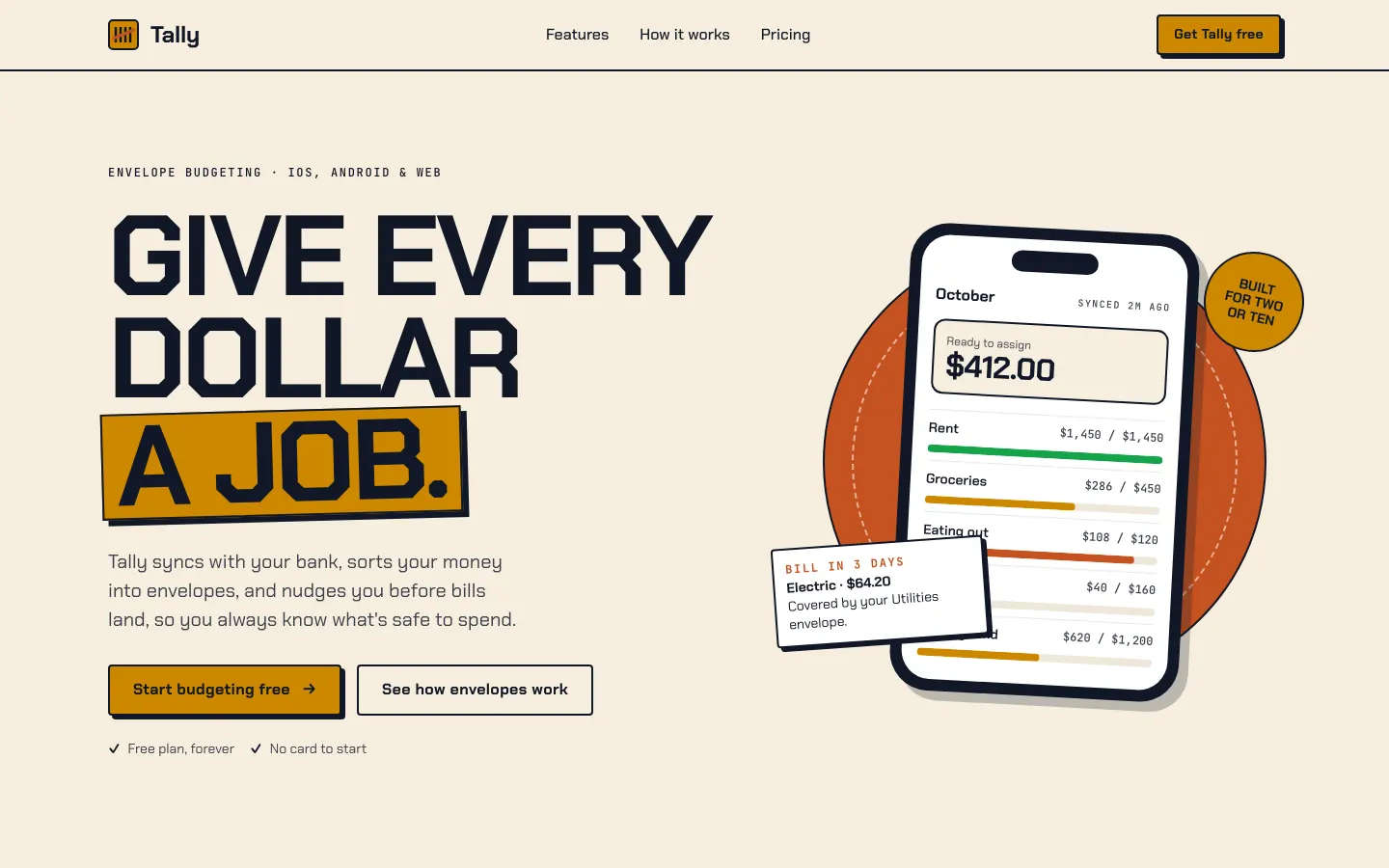 After: Tally landing page, made with Impeccable (Awesome Design Skills)