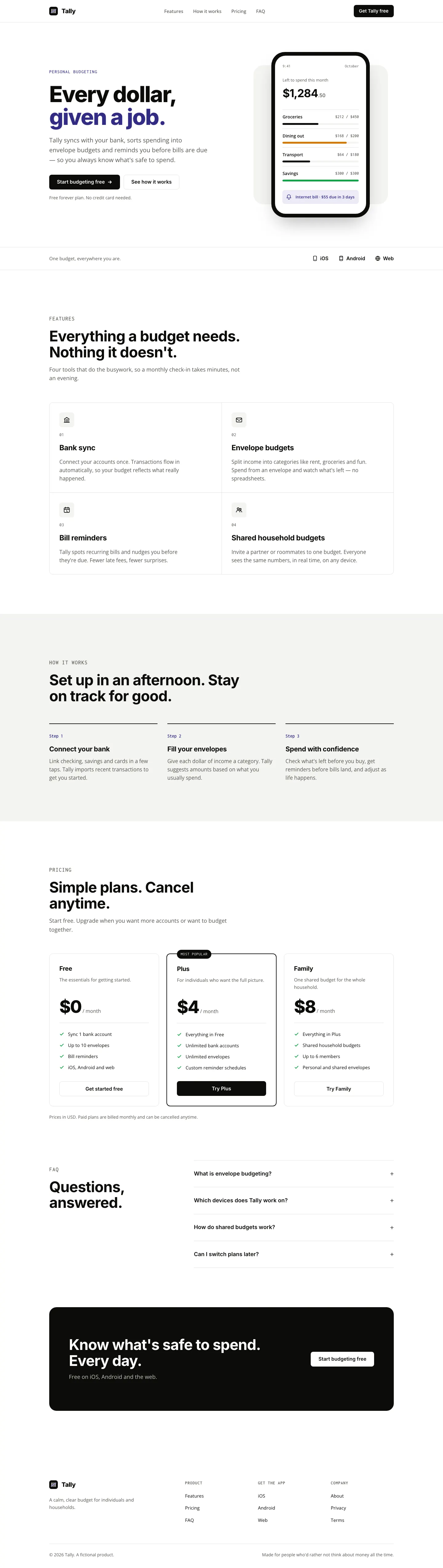 After: Tally landing page, made with Minimal (Awesome Design Skills)