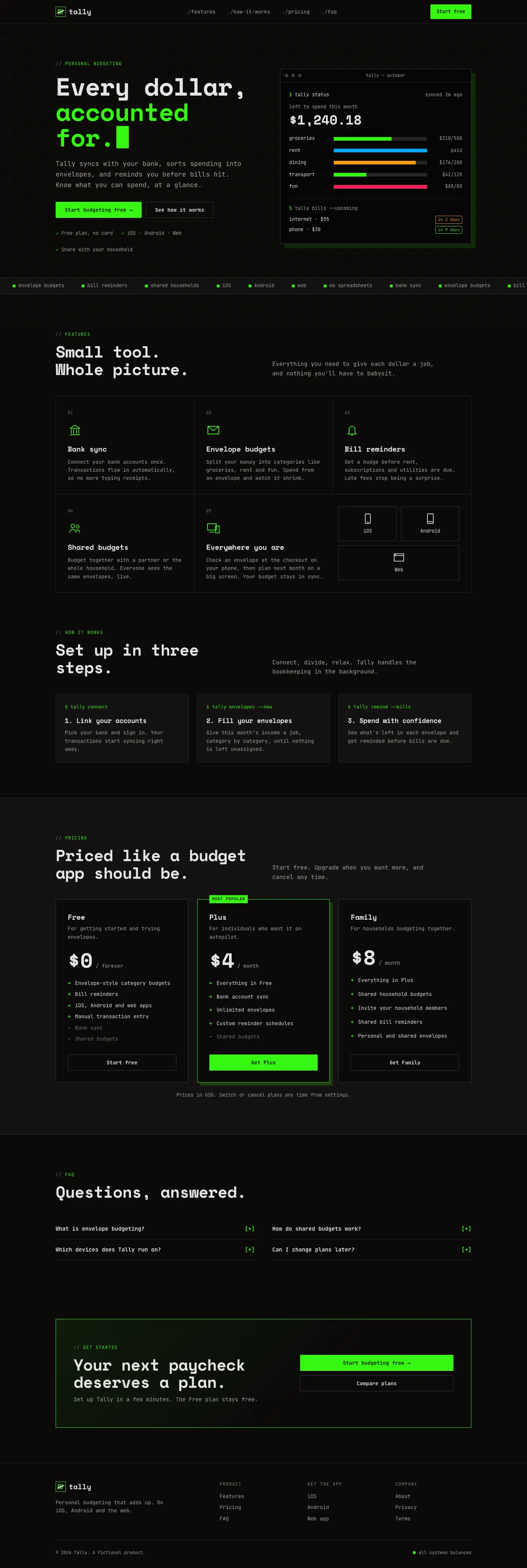 After: Tally landing page, made with Mono (Awesome Design Skills)