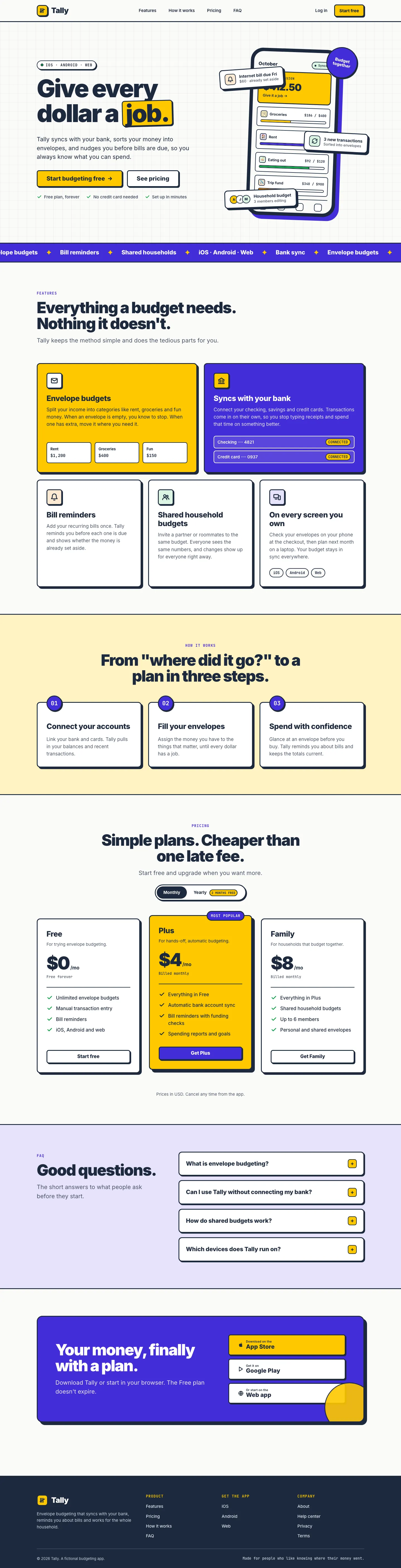 After: Tally landing page, made with Neobrutalism (Awesome Design Skills)