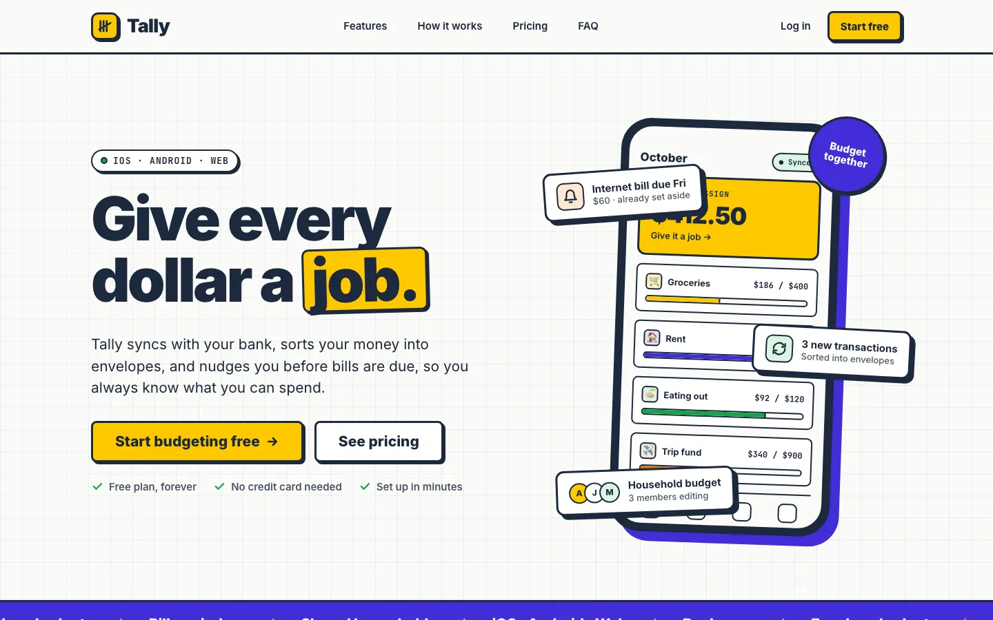 After: Tally landing page, made with Neobrutalism (Awesome Design Skills)