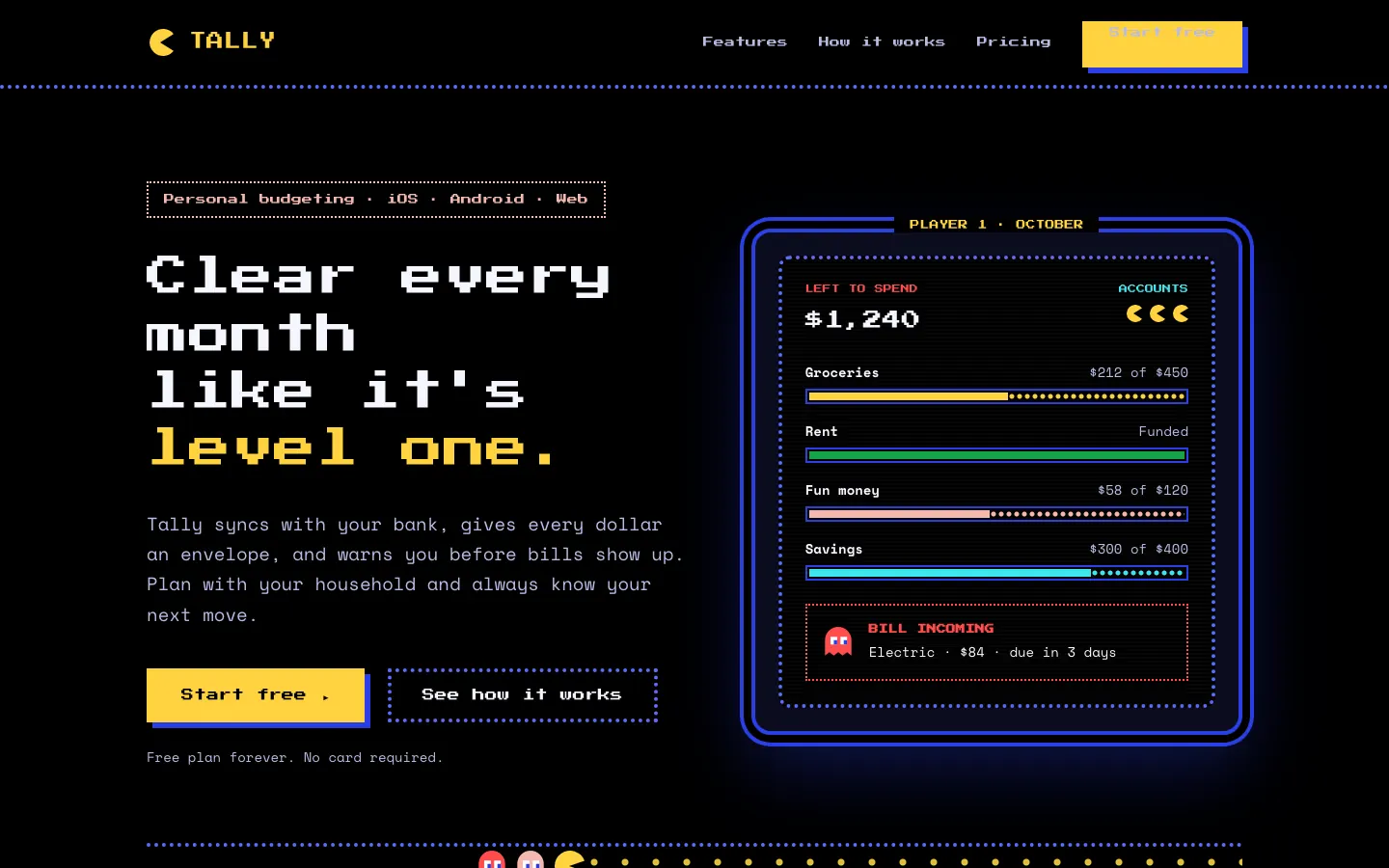 After: Tally landing page, made with Pac-Man (Awesome Design Skills)