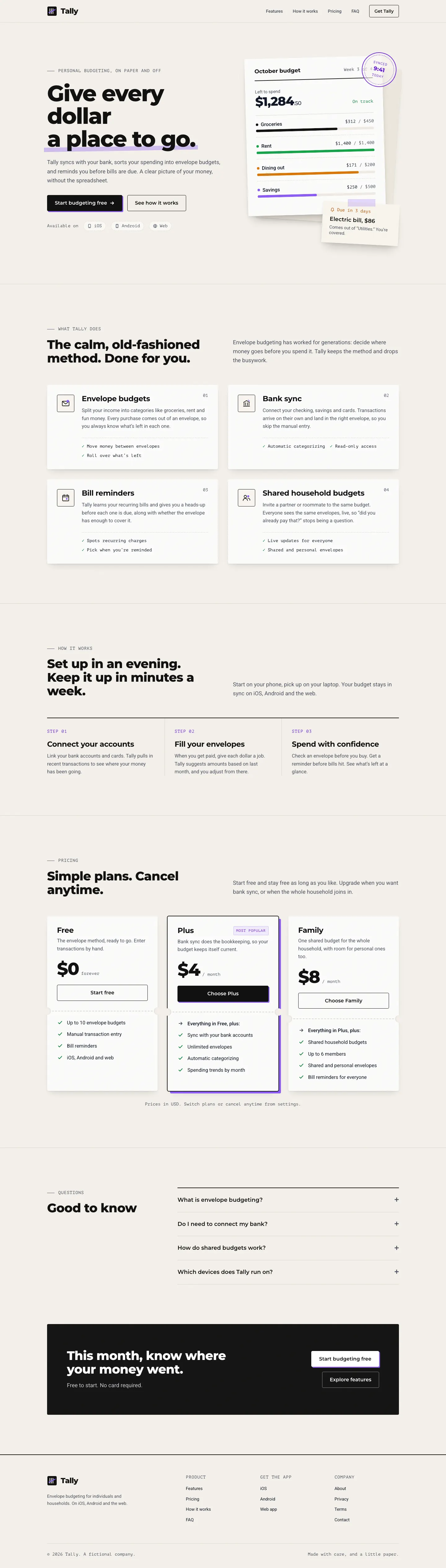 After: Tally landing page, made with Paper (Awesome Design Skills)