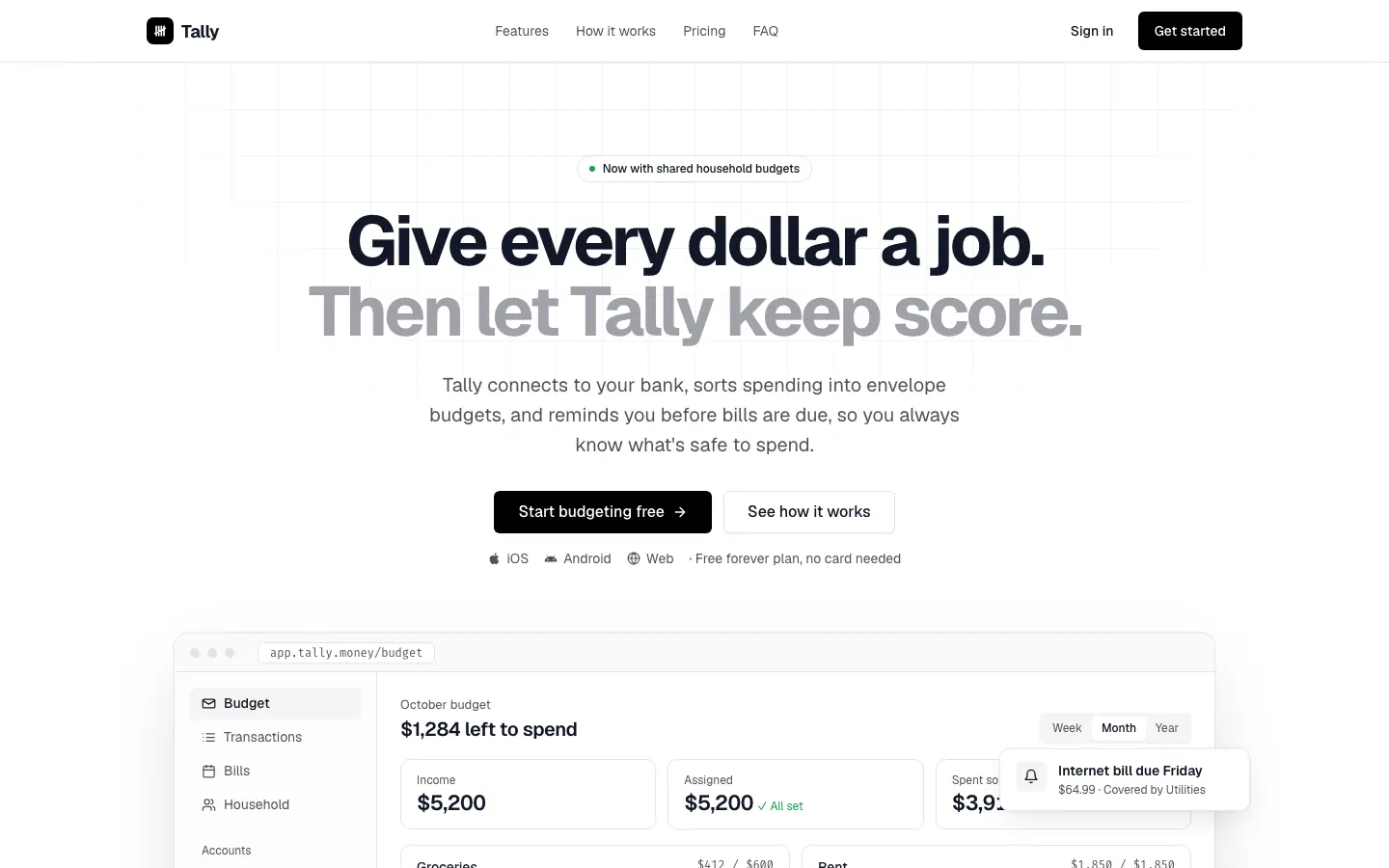 After: Tally landing page, made with shadcn (Awesome Design Skills)
