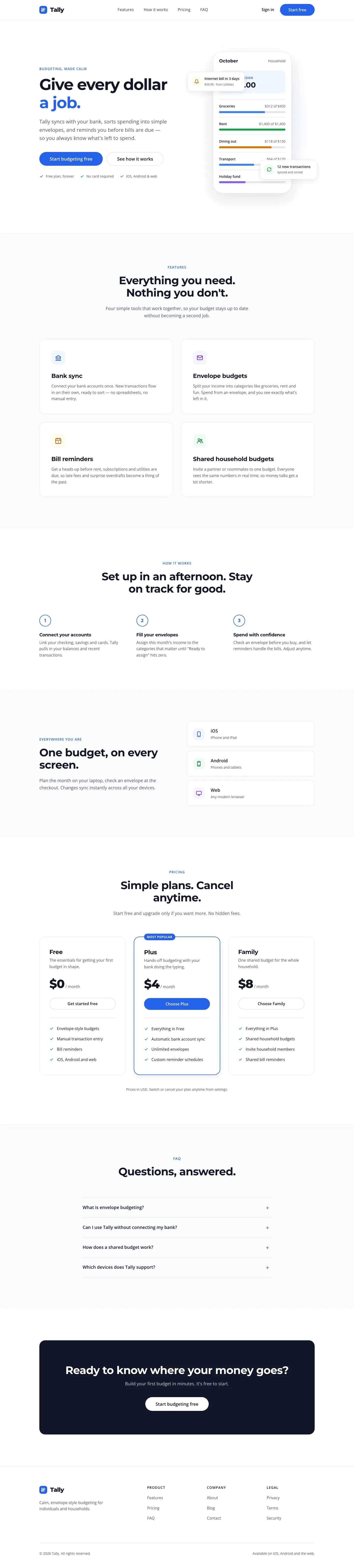 After: Tally landing page, made with Spacious (Awesome Design Skills)