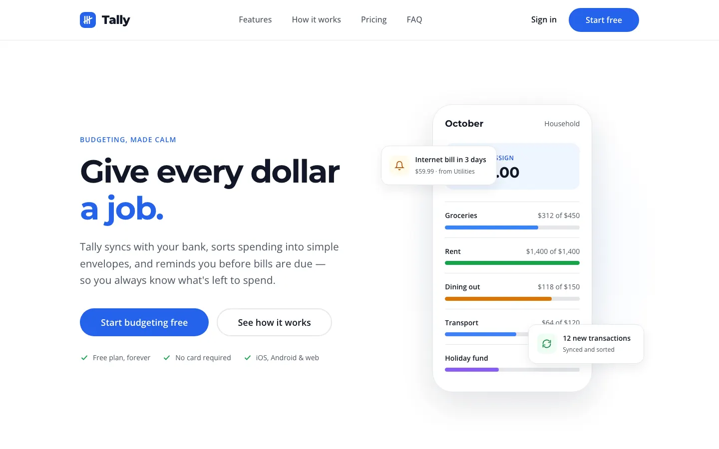 After: Tally landing page, made with Spacious (Awesome Design Skills)