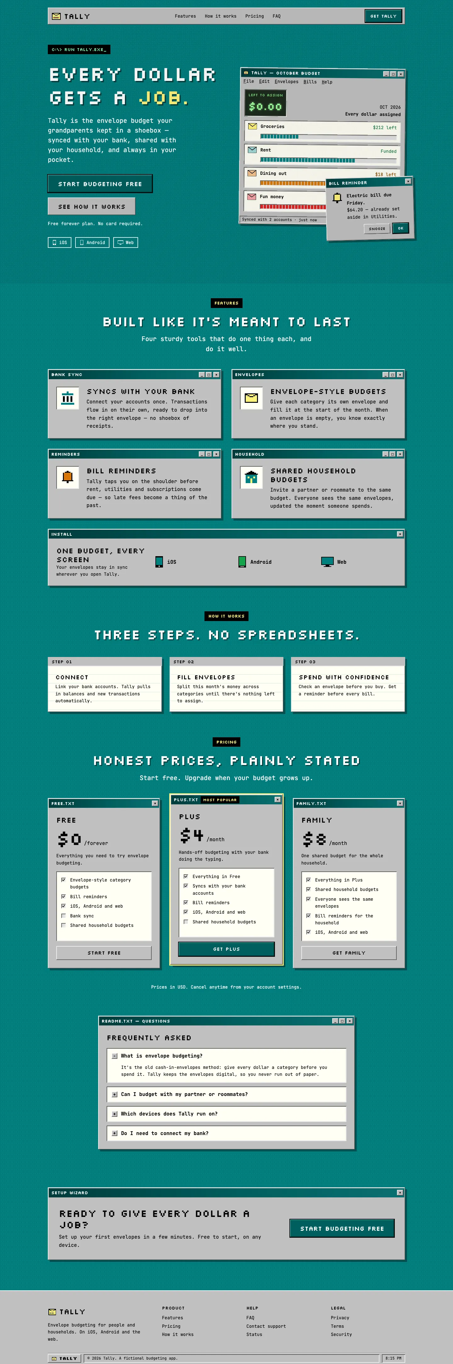After: Tally landing page, made with Vintage (Awesome Design Skills)