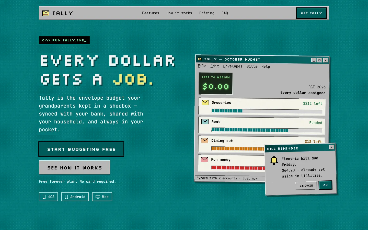 After: Tally landing page, made with Vintage (Awesome Design Skills)