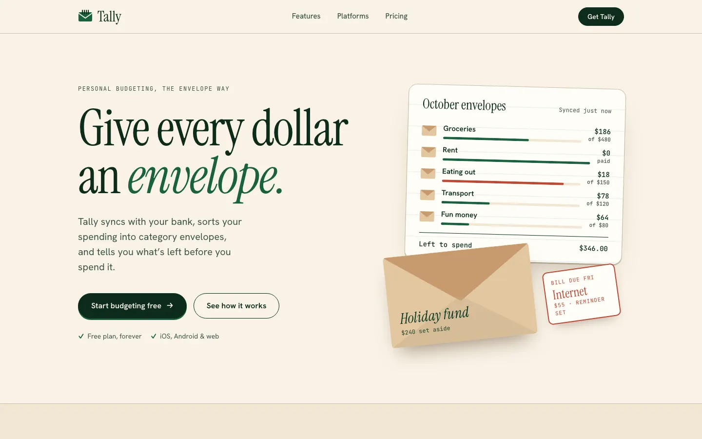 After: Tally landing page, made with baoyu-design