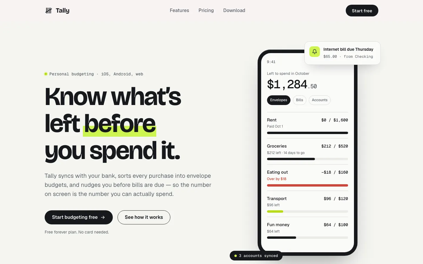 After: Tally landing page, made with claude-design-system-prompt