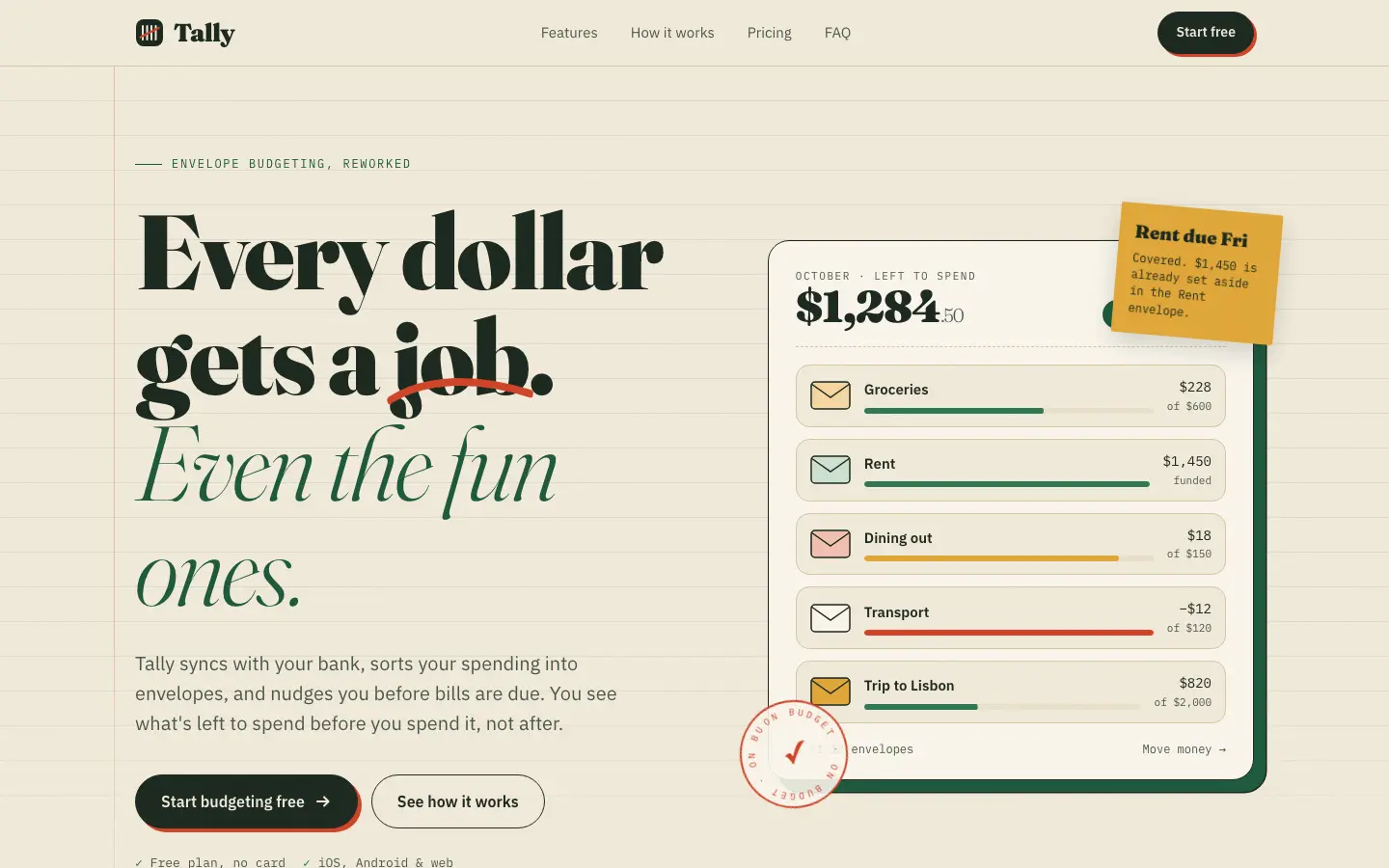 After: Tally landing page, made with UI Design Aesthetics (Claude Cortex)