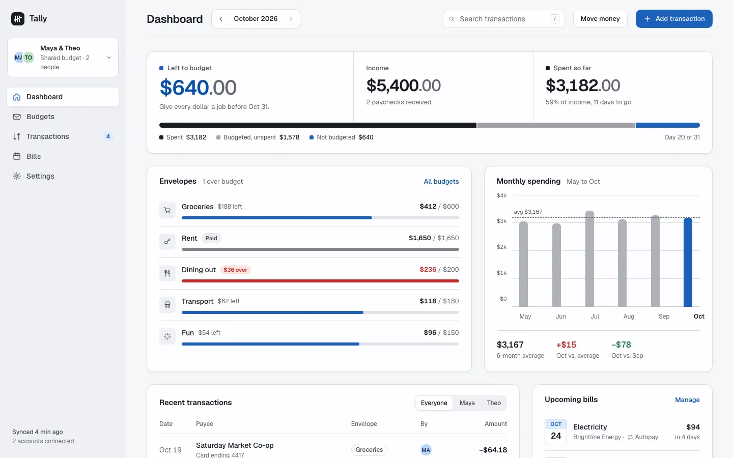 After: Tally dashboard, made with Design Taste (h3nryprod01)