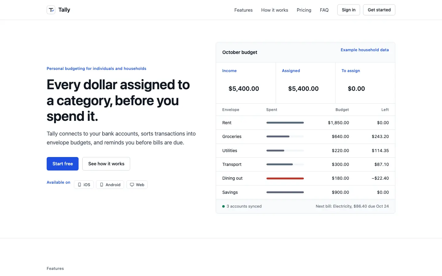 After: Tally landing page, made with Corporate Trust (Design Taste by Mustafa)