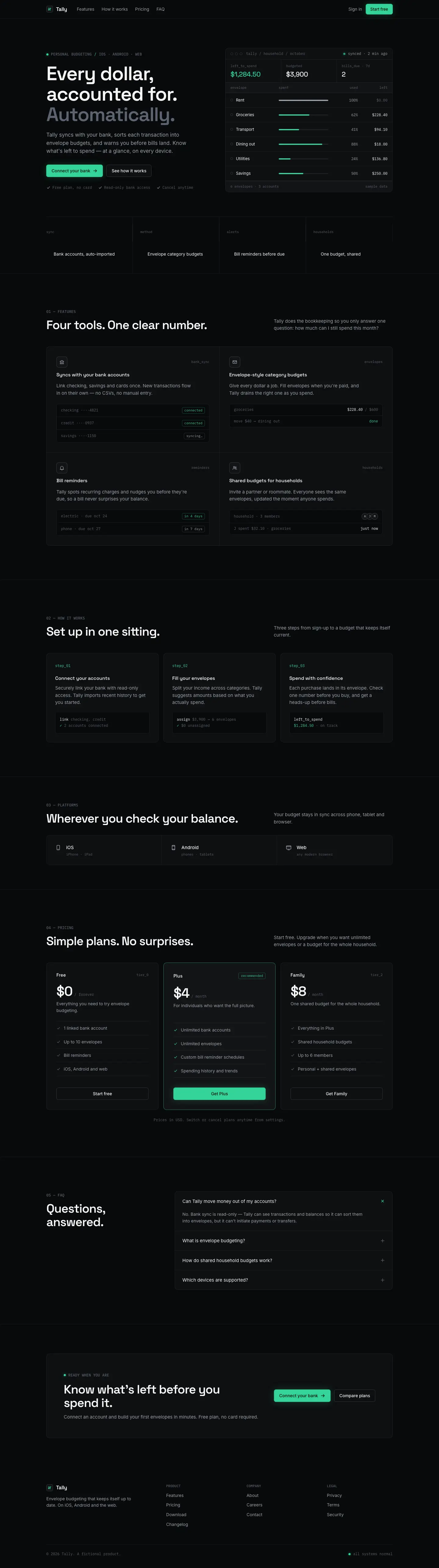 After: Tally landing page, made with Dark Tech (Design Taste by Mustafa)