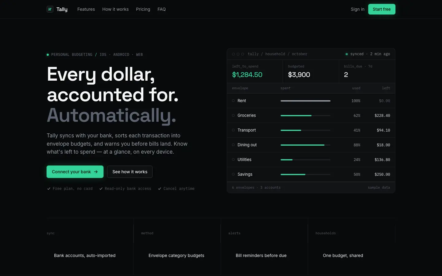 After: Tally landing page, made with Dark Tech (Design Taste by Mustafa)