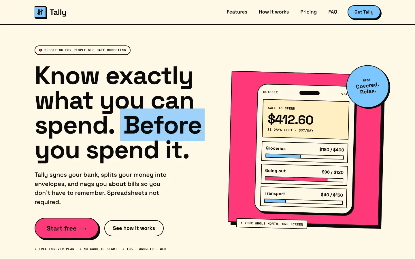 After: Tally landing page, made with Neo-Brutalism (Design Taste by Mustafa)