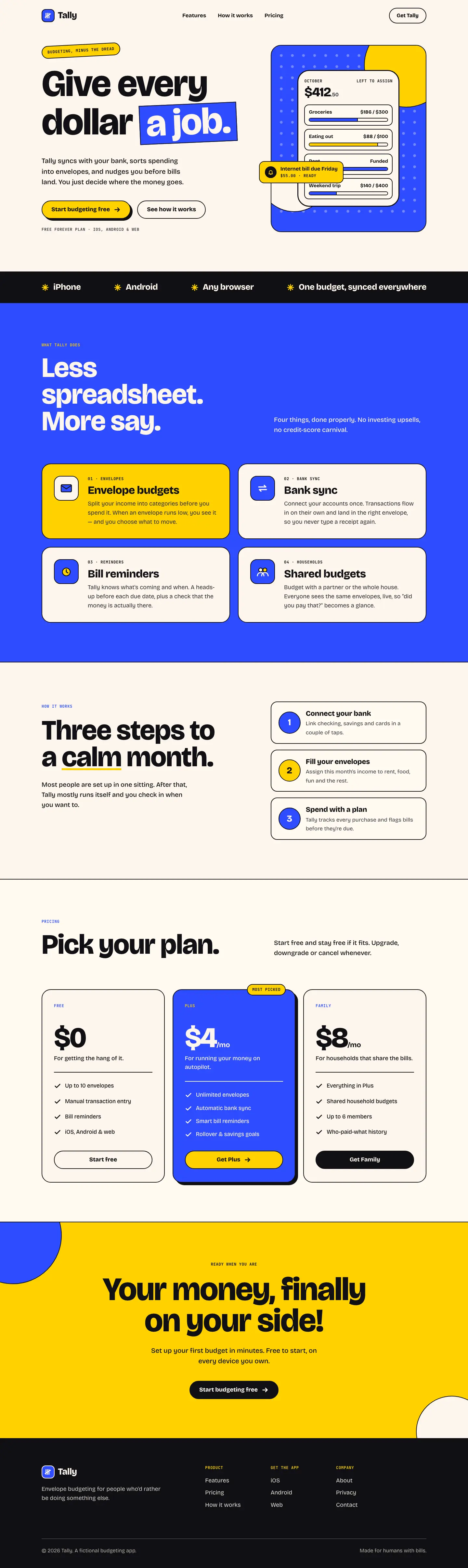 After: Tally landing page, made with Playful Color (Design Taste by Mustafa)