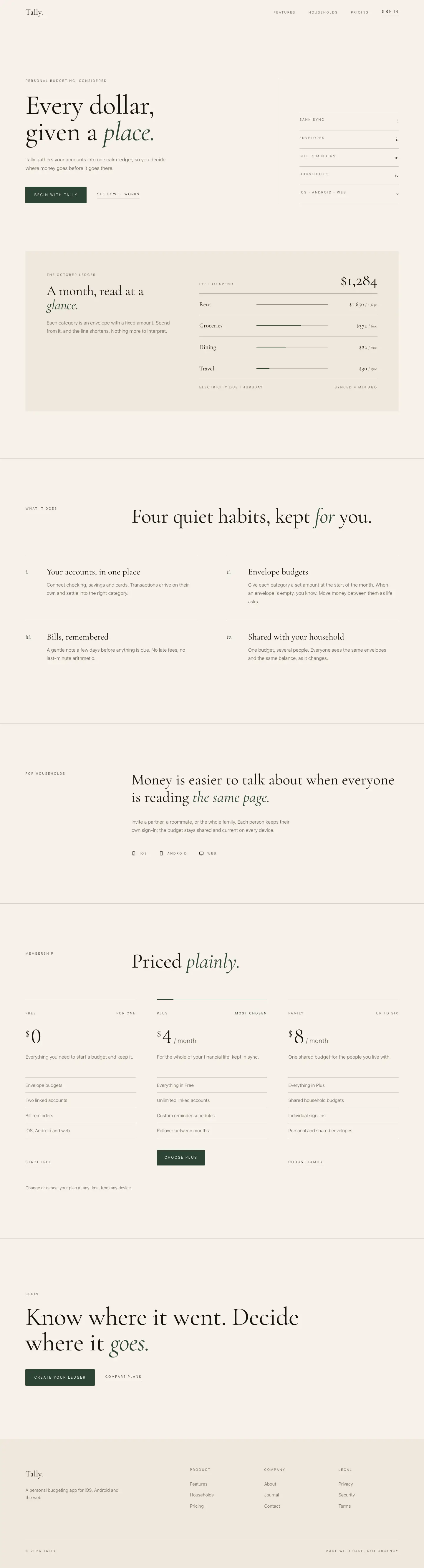 After: Tally landing page, made with Quiet Luxury (Design Taste by Mustafa)