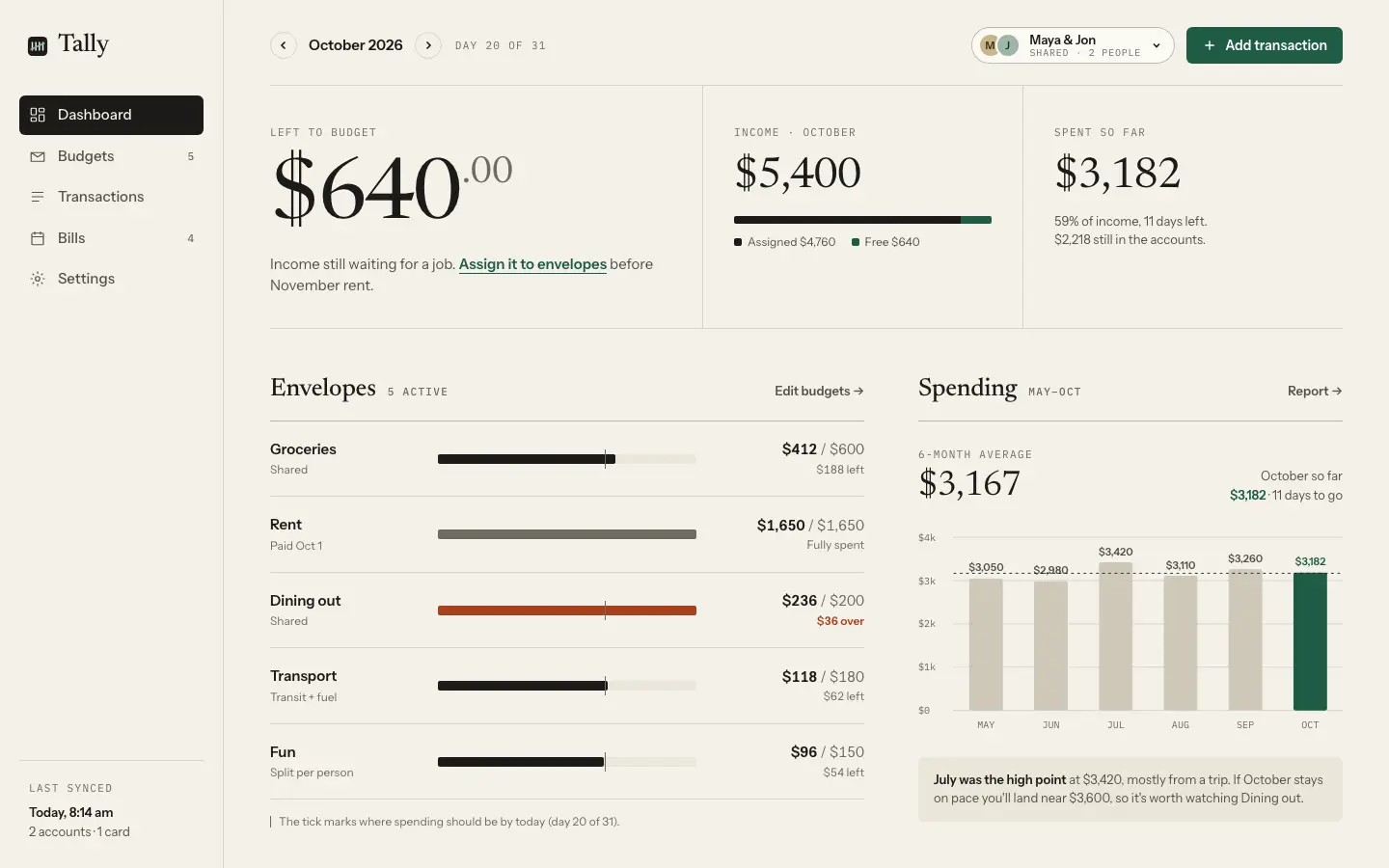 After: Tally dashboard, made with Design Taste (Mustafa)