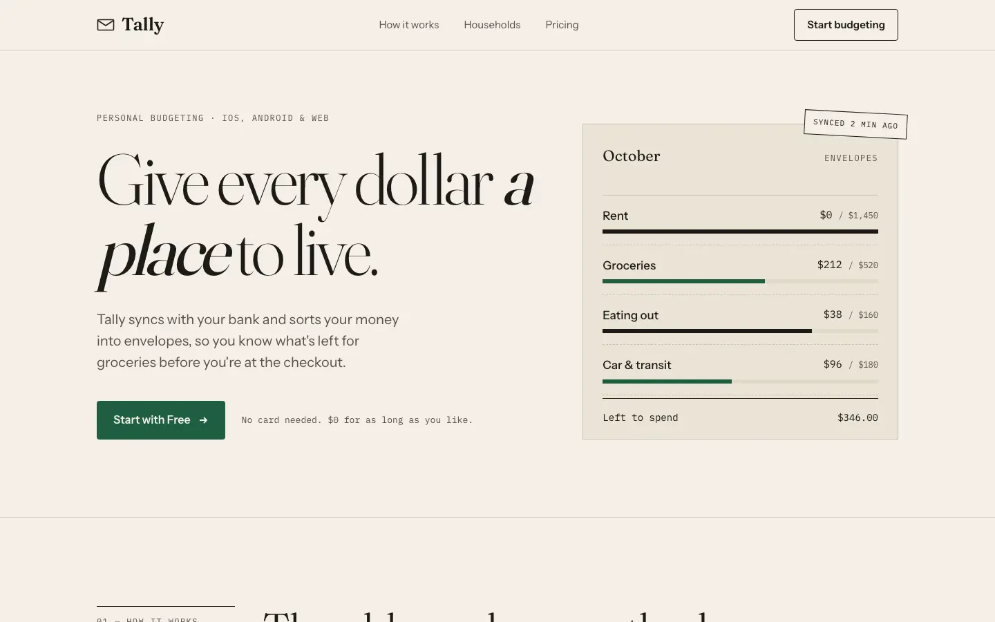 After: Tally landing page, made with Design Taste (Mustafa)