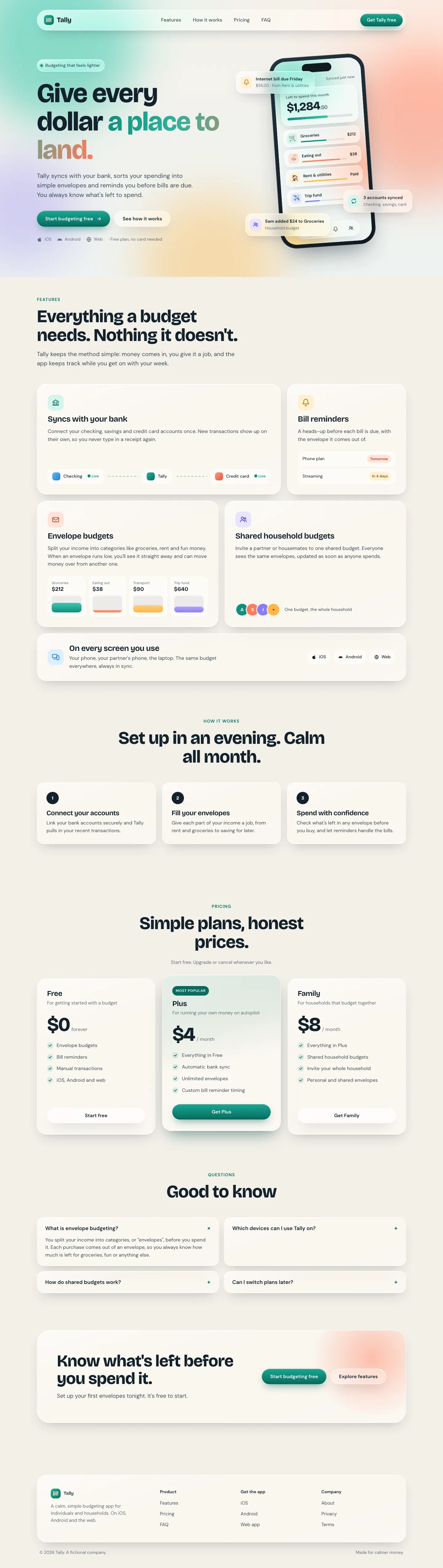 After: Tally landing page, made with Liquid Glass Design (ECC)