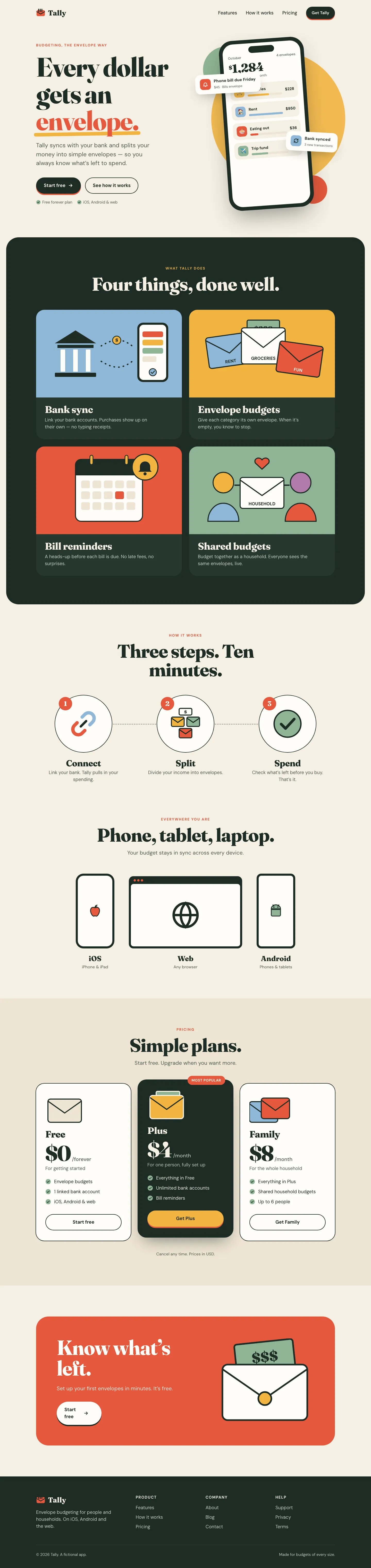 After: Tally landing page, made with Big Pics, Little Words (Effective HTML)