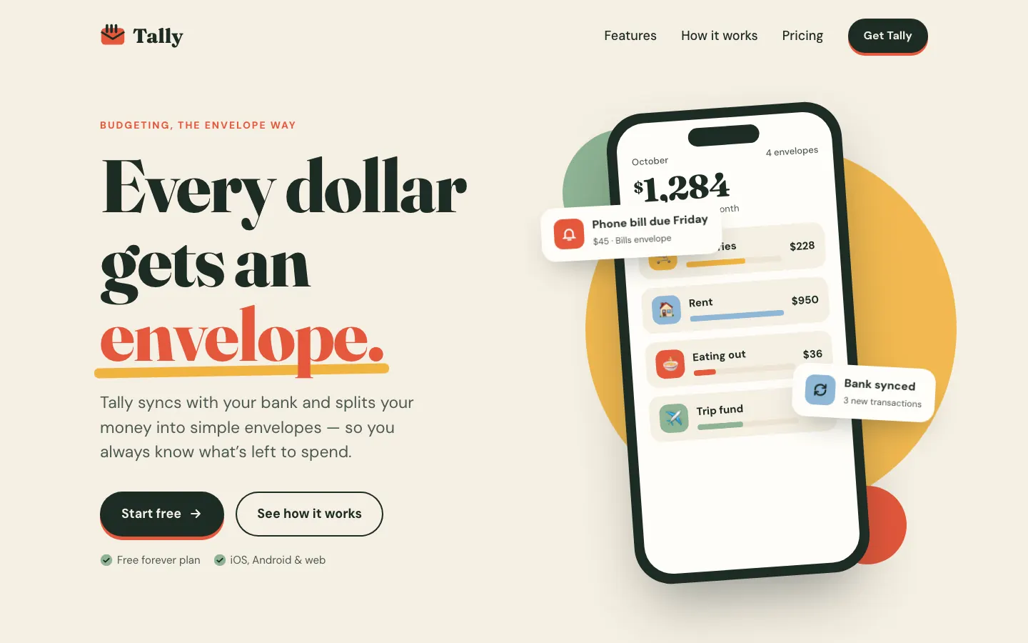 After: Tally landing page, made with Big Pics, Little Words (Effective HTML)