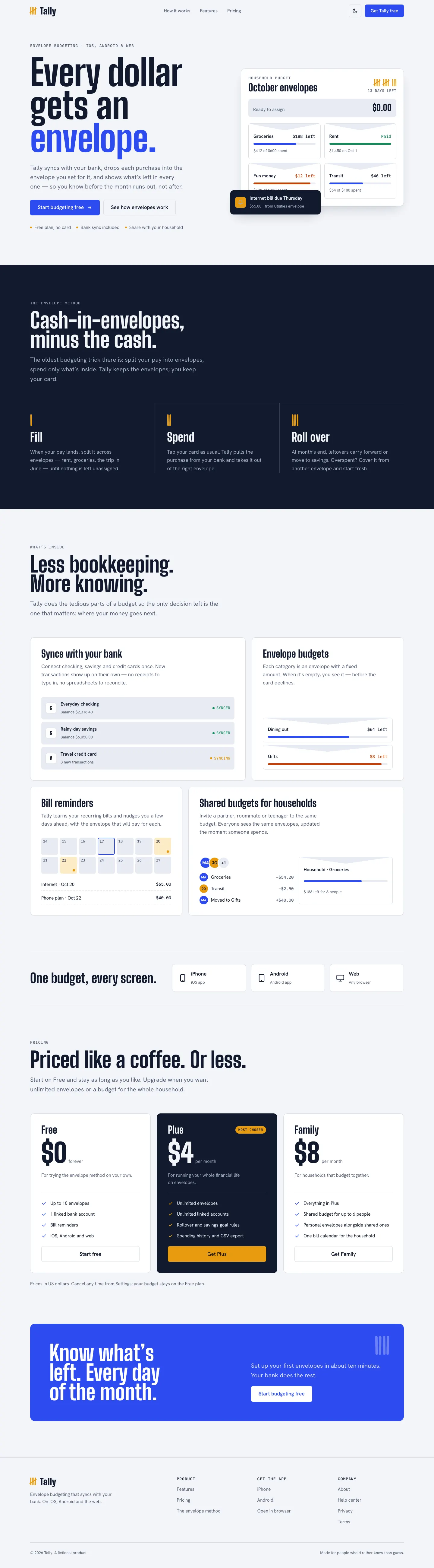 After: Tally landing page, made with Design Artifact (Effective HTML)