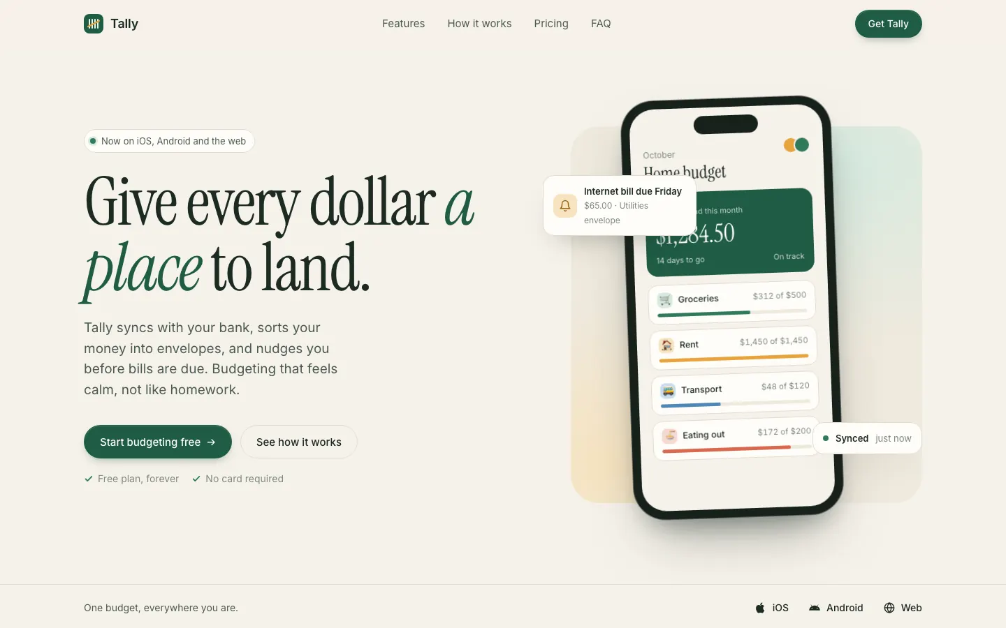 After: Tally landing page, made with emilkowalski/skills