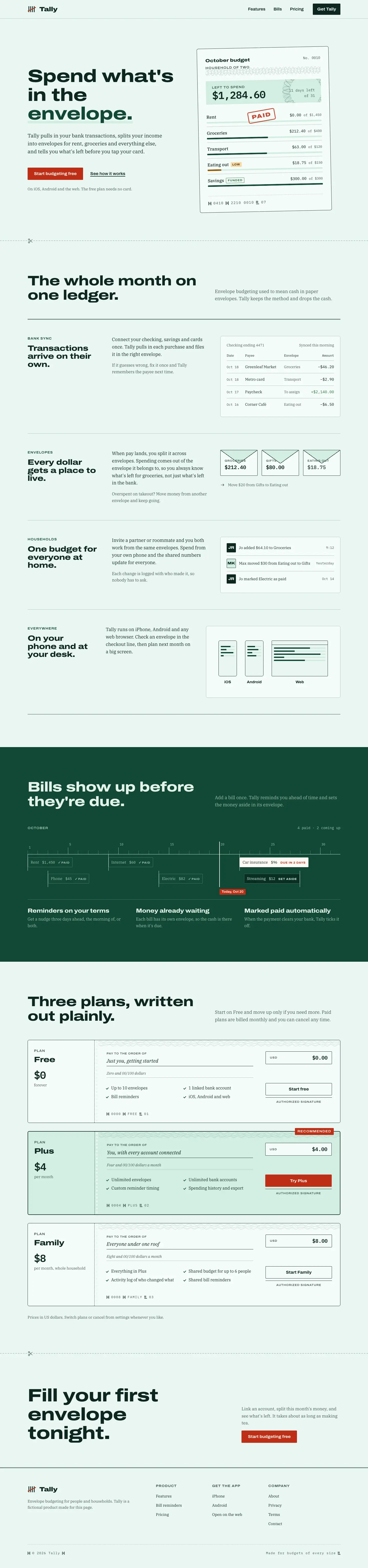 After: Tally landing page, made with Frontend Design Deslop